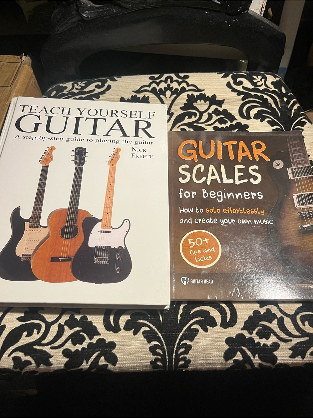 New Bundle Of Two Books Guides  Guitar Lessons  soft cover And Hard Cover .